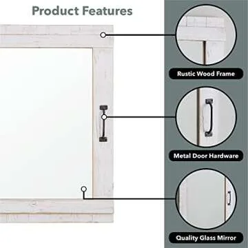 FirsTime & Co. Cottage Door Wall Mirror, 32"H x 24"W, Rustic White