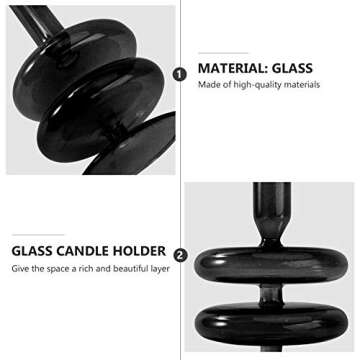 KESYOO Glass Taper Candle Holder Candlestick Holders Pillar Candle Stand Home Decor for Wedding Valentines Day Birthday Party Centerpiece Black