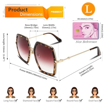 FEISEDY Retro Square Sunglasses for Women Stylish and Unique