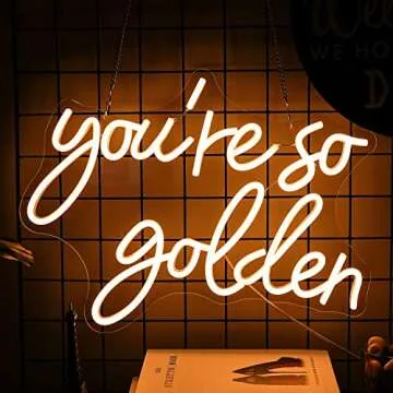Alkkign “You're So Golden” Neon Sign Warm Neon Signs Dimmable Letter Neon Lights for Wall Decor USB Powered with Switch for Wedding, Engagement Birthday Party Bar Pub Club