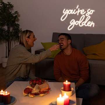 Alkkign “You're So Golden” Neon Sign Warm Neon Signs Dimmable Letter Neon Lights for Wall Decor USB Powered with Switch for Wedding, Engagement Birthday Party Bar Pub Club