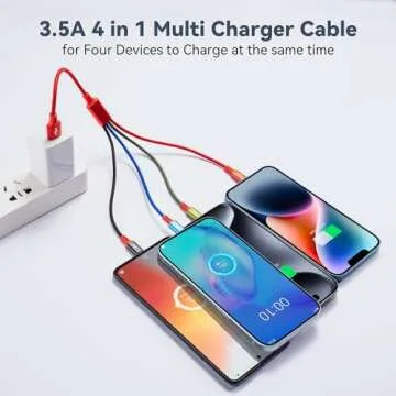 Short Multi Charging Cable, 1Ft/2Pack Multi Charging Cord, 4 in 1 Multi Charger Cable,Multi Charger,Fast Charging with IP/Type C/Micro USB Ports for Cell Phones/Tablets/Samsung Galaxy/LG/More