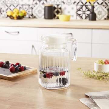 Luminarc Quadro 16.75-Ounce Jug/Pitcher with White Lid