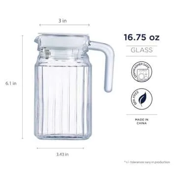 Luminarc Quadro 16.75-Ounce Jug/Pitcher with White Lid