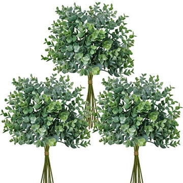 Winlyn 33 Pcs Artificial Eucalyptus Leaves Stems in Grey Green 14.6" Tall Bulk Wedding Bouquet Green...