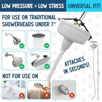 5-MinutePetBath Low Stress Dog Shower Attachment for Shower Head, Portable Pet Wash Station, Dog Was...