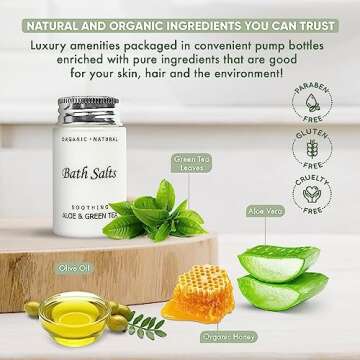 Soothing Aloe & Green Tea Bath Salts | 1.2oz Single-Use Hospitality/Travel Size Jar | Case of 50
