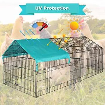 BestPet Large Metal Chicken Coop Run with Waterproof Cover