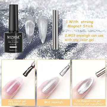 MIZHSE Universal Silver Cat Eye Gel Nail Polish - Magnetic Nail Art Galaxies