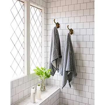 SDH Antique Brass Coat Hooks Wall Mounted -Vintage Style Wall Hooks for Hanging Purse, Hat, Keys & Clothes - Heavy Duty Bathroom Hooks for Towels - Pack of 2