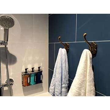 SDH Antique Brass Coat Hooks Wall Mounted -Vintage Style Wall Hooks for Hanging Purse, Hat, Keys & Clothes - Heavy Duty Bathroom Hooks for Towels - Pack of 2