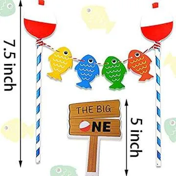 JeVenis Ofishally One Decoration The Big One Banner Gone Fishing Cake Topper Fishing Party Decor Fish Hanging Swirl Decorations The Big One Party Decoration