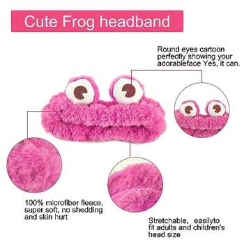 Jowmoy Frog Headband,Pink Frog Eye Elastic Headband, Headband to Wash Face for Women Makeup Shower Spa Headband