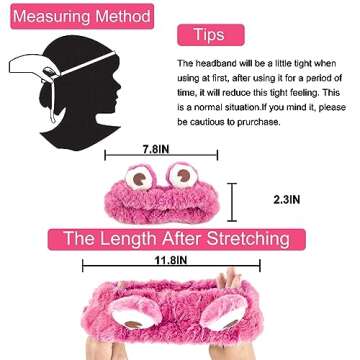 Jowmoy Frog Headband,Pink Frog Eye Elastic Headband, Headband to Wash Face for Women Makeup Shower Spa Headband
