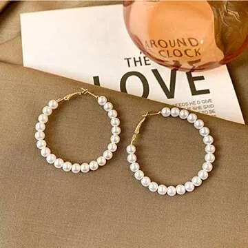 Elegant Pearl Hoop Earrings for Women - Fashion Jewelry