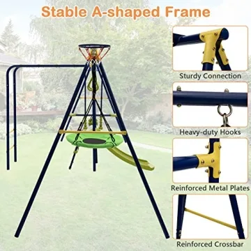 HONEY JOY 7-in-1 Outdoor Swing Set for Kids
