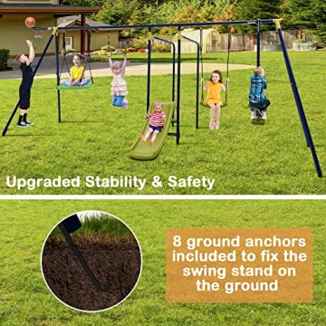 HONEY JOY 7-in-1 Outdoor Swing Set for Kids