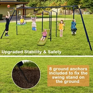HONEY JOY 7-in-1 Outdoor Swing Set for Kids