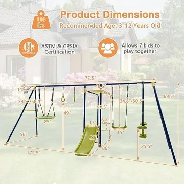 HONEY JOY 7-in-1 Outdoor Swing Set for Kids