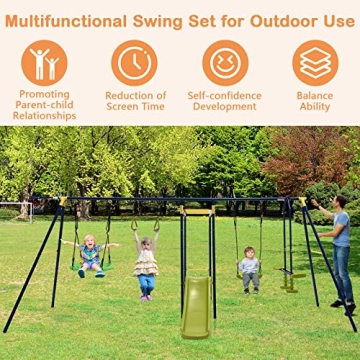 HONEY JOY 7-in-1 Outdoor Swing Set for Kids
