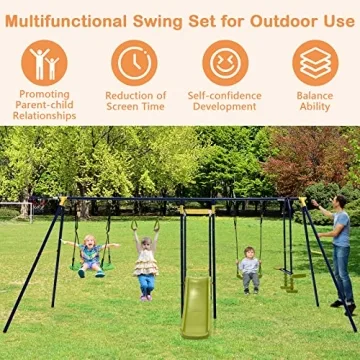 HONEY JOY 7-in-1 Outdoor Swing Set for Kids