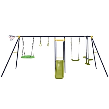 HONEY JOY 7-in-1 Outdoor Swing Set for Kids