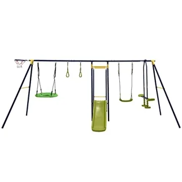 HONEY JOY 7-in-1 Outdoor Swing Set for Kids