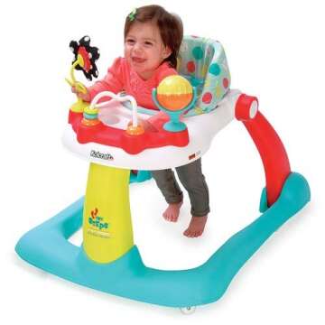 Kolcraft Tiny Steps 2-in-1 Infant & Baby Activity Walker - Seated or Walk-Behind, Jubliee