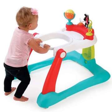 Kolcraft Tiny Steps 2-in-1 Infant & Baby Activity Walker - Seated or Walk-Behind, Jubliee