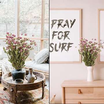 CISDUEO Dried Flower Pink Globe Amaranth Dried Flowers Bundles Natural Dried Flowers Bouquet for Wedding Table Vase Decor Boho DIY Wreath Floral Home Office Party Garden Decoration