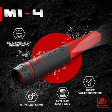 XP Metal Detectors MI-4 Pinpointer, Designed to be Used by All detectorists, 20 feet Waterproof, Rec...