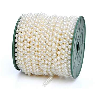 Ltvystore 82Feet/25Meter Length Roll Beige Pearl String Party Garland Wedding Centerpieces Bridal Bo...
