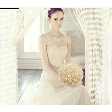 Ltvystore 82Feet/25Meter Length Roll Beige Pearl String Party Garland Wedding Centerpieces Bridal Bouquet Crafts Christmas Tree Decoration