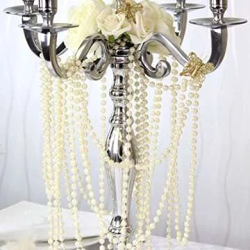 Ltvystore 82Feet/25Meter Length Roll Beige Pearl String Party Garland Wedding Centerpieces Bridal Bouquet Crafts Christmas Tree Decoration