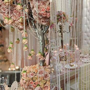 Ltvystore 82Feet/25Meter Length Roll Beige Pearl String Party Garland Wedding Centerpieces Bridal Bouquet Crafts Christmas Tree Decoration