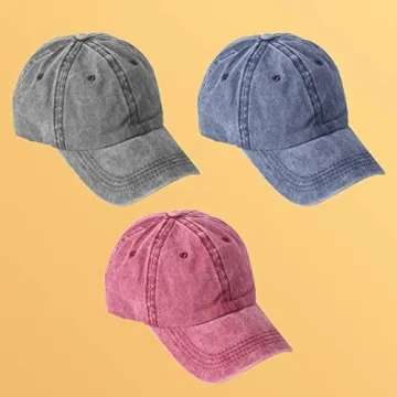MEINICY 3 Pack Washed Plain Baseball Cap, Retro Adjustable Dad Hats Gift for Men/Women,Unstructured/Cotton
