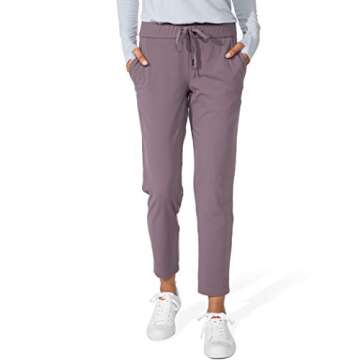 G Gradual Women's Pants with Deep Pockets 7/8 Stretch Sweatpants for Women Athletic, Golf, Lounge, Work (Dusty Purple, X-Small)