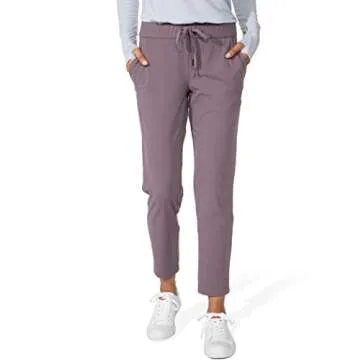 G Gradual Women's Pants with Deep Pockets 7/8 Stretch Sweatpants for Women Athletic, Golf, Lounge, Work (Dusty Purple, X-Small)