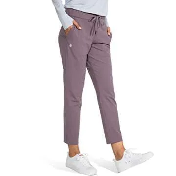 G Gradual Women's Pants with Deep Pockets 7/8 Stretch Sweatpants for Women Athletic, Golf, Lounge, Work (Dusty Purple, X-Small)
