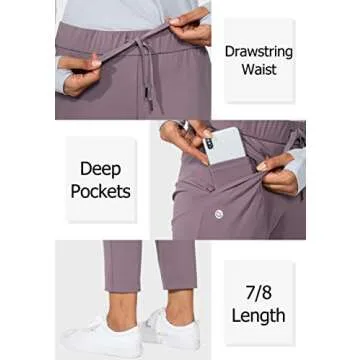 G Gradual Women's Pants with Deep Pockets 7/8 Stretch Sweatpants for Women Athletic, Golf, Lounge, Work (Dusty Purple, X-Small)