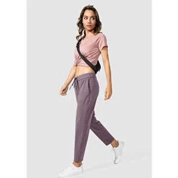 G Gradual Women's Pants with Deep Pockets 7/8 Stretch Sweatpants for Women Athletic, Golf, Lounge, Work (Dusty Purple, X-Small)
