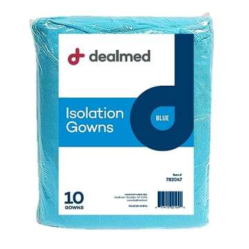 Dealmed Blue Isolation Gown – 50 Count of Disposable Medical Gowns, Blue Latex-Free, Perfect for H...