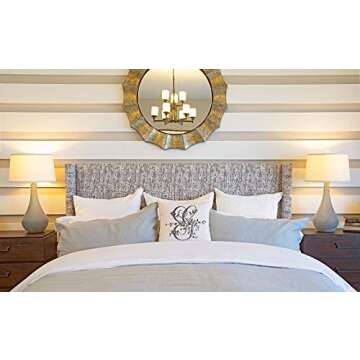 Di Lewis Throw Pillow Cushion Cover - 20x20 - Vintage French Monogram Letter G - Woven Cotton Blend - for Couch Bed Sofa Pillows - Linen Cream……