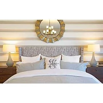 Di Lewis Throw Pillow Cushion Cover - 20x20 - Vintage French Monogram Letter G - Woven Cotton Blend - for Couch Bed Sofa Pillows - Linen Cream……