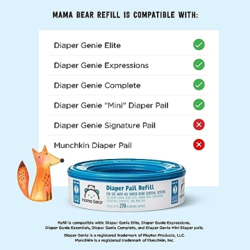 Mama Bear Diaper Pail Refills - 1080 Count, Unscented