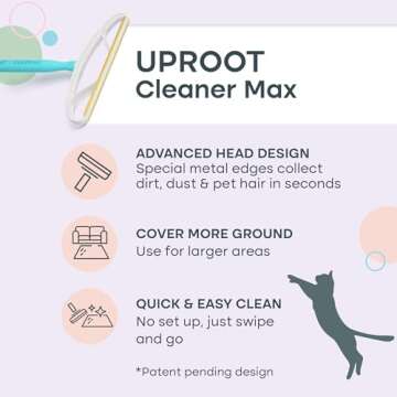 Uproot Cleaner Max Dog Hair Remover for Car & Carpet Rake for Pet Hair Removal - Like The Uproot Cleaner Pro Pet Hair Remover, but 2X Bigger & Faster - Easy Cat Hair Remover for Large Fabrics & Rugs