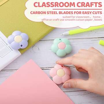 8 Pieces Mini Utility Knives Cloud and Flower Shaped Box Cutter Retractable Letter Opener Paper Envelope Cutter Carton Portable Cutter with Hole for Office and Home Use (Flower)