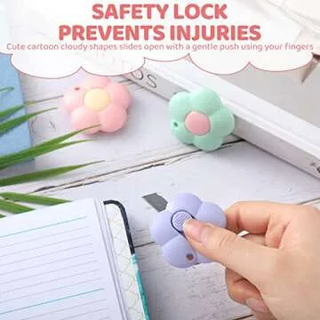 8 Pieces Mini Utility Knives Cloud and Flower Shaped Box Cutter Retractable Letter Opener Paper Envelope Cutter Carton Portable Cutter with Hole for Office and Home Use (Flower)