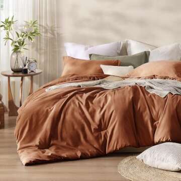 Burnt Orange Queen Size Comforter Sets, 3 Pieces Microsuede-Like Bedding Comforter Sets, Terracotta ...