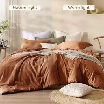 Burnt Orange Queen Size Comforter Sets, 3 Pieces Microsuede-Like Bedding Comforter Sets, Terracotta Queen Bedding Sets for All Seasons,1 Fluffy Comforter (90"x90") and 2 Pillowcases (20"x26"+2")